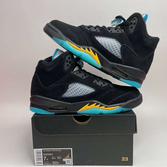 jordan 5 black yellow blue